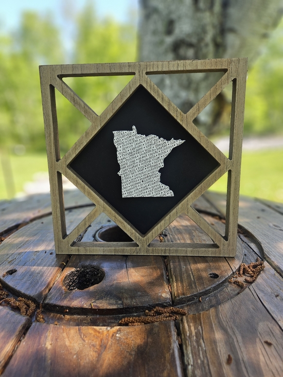 Other - Decorative Minnesota State Wall Art - Black & Natural Wood Accent